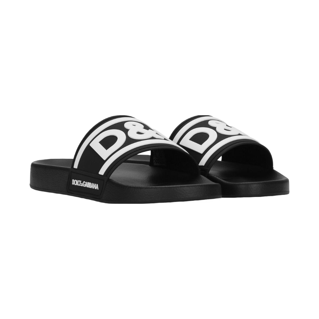 DOLCE & GABBANA RUBBER BEACHWEAR BLACK/WHITE