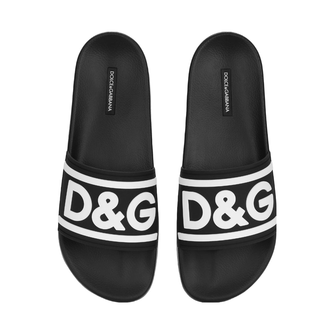 DOLCE & GABBANA RUBBER BEACHWEAR BLACK/WHITE