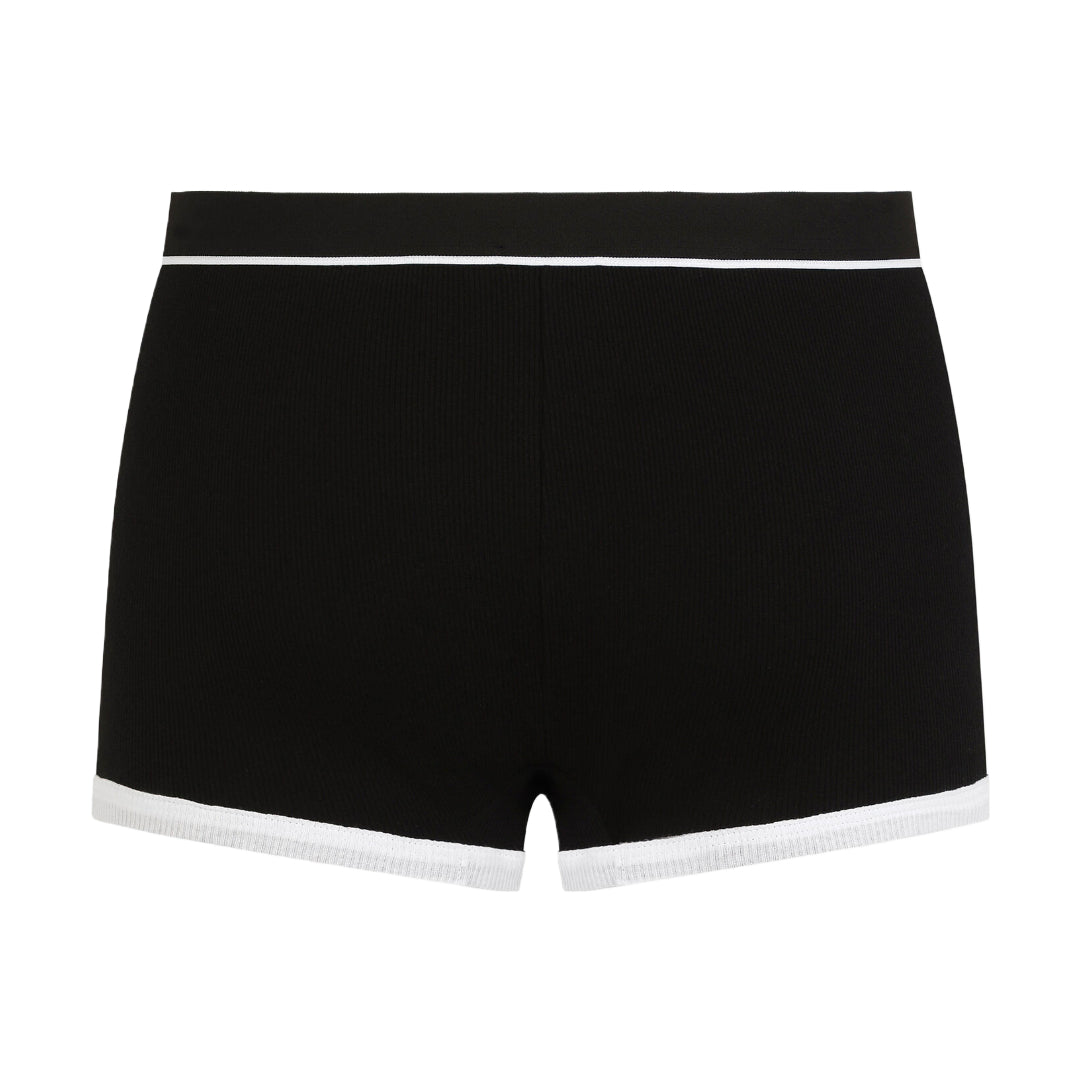 DOLCE & GABBANA FIN COTTON BOXERS WITH DG LOGO BLACK/WHITE