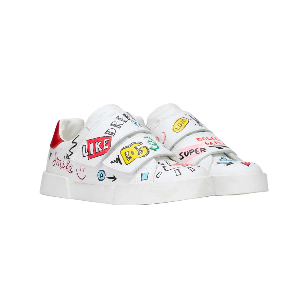 DOLCE & GABBANA KIDS SMEMO PRINT PORTOFINO SNEAKER MULTICOLOR