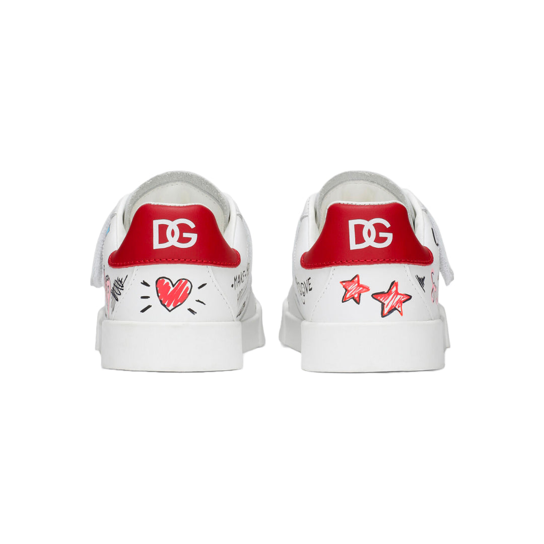 DOLCE & GABBANA KIDS SMEMO PRINT PORTOFINO SNEAKER MULTICOLOR