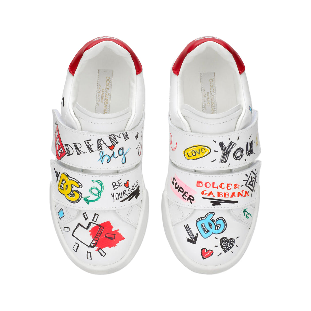 DOLCE & GABBANA KIDS SMEMO PRINT PORTOFINO SNEAKER MULTICOLOR