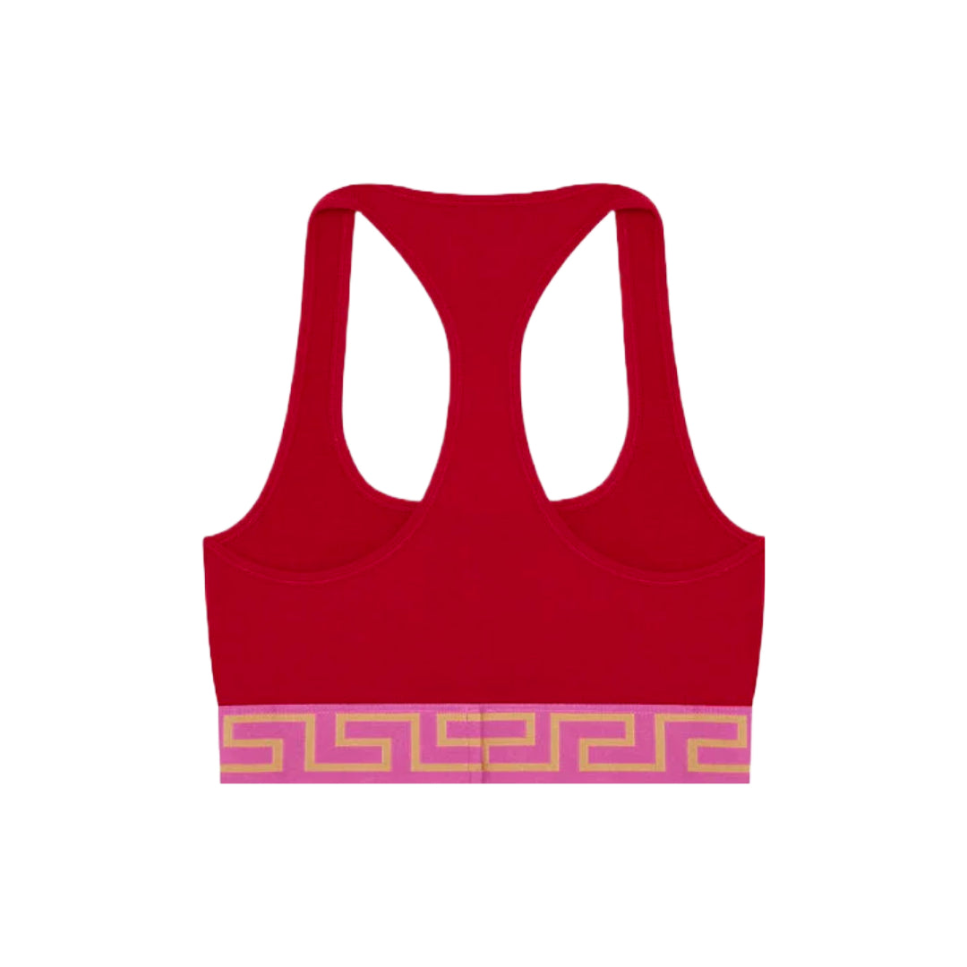 VERSACE GRECA BORDER SPORTS BRA PARADE RED/FUCHSIA