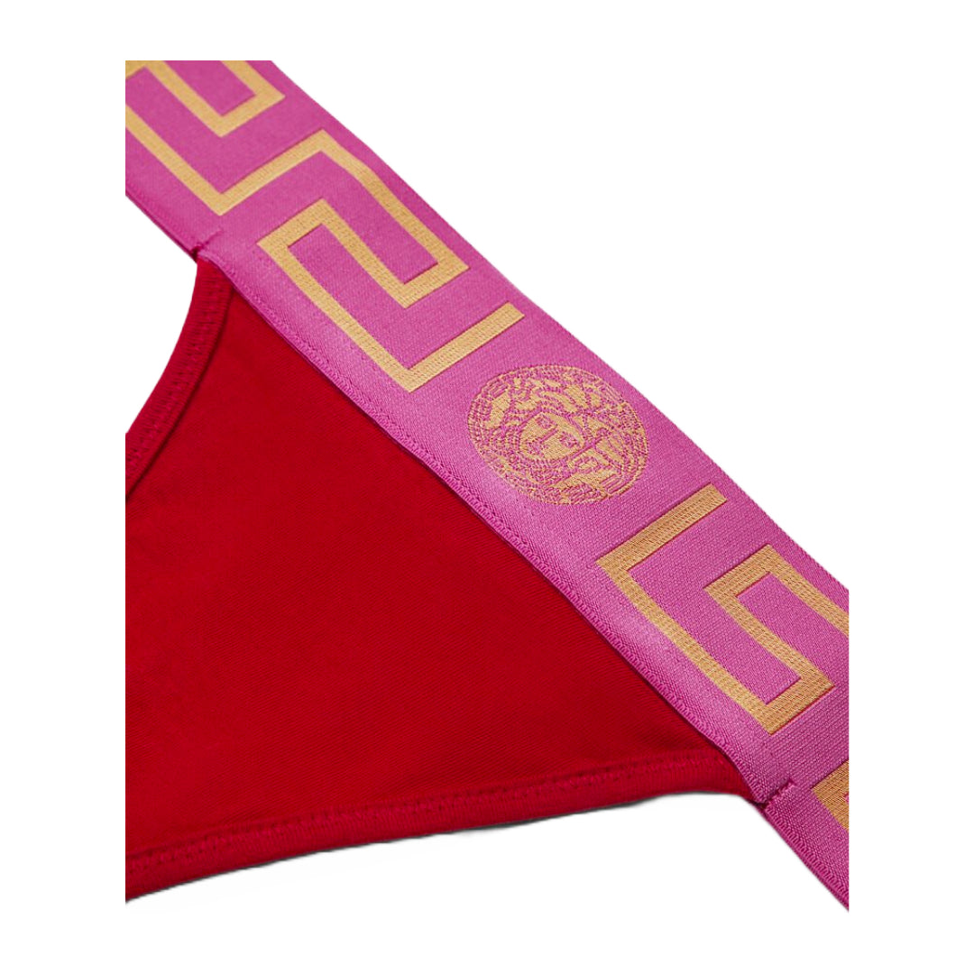 VERSACE GRECA BORDER THONG PARADE RED/FUCHSIA