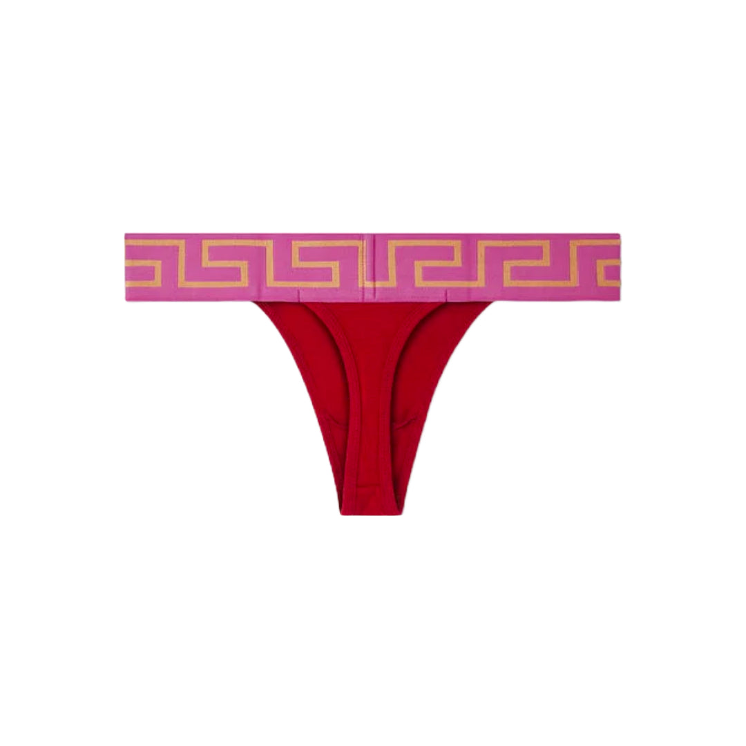 VERSACE GRECA BORDER THONG PARADE RED/FUCHSIA