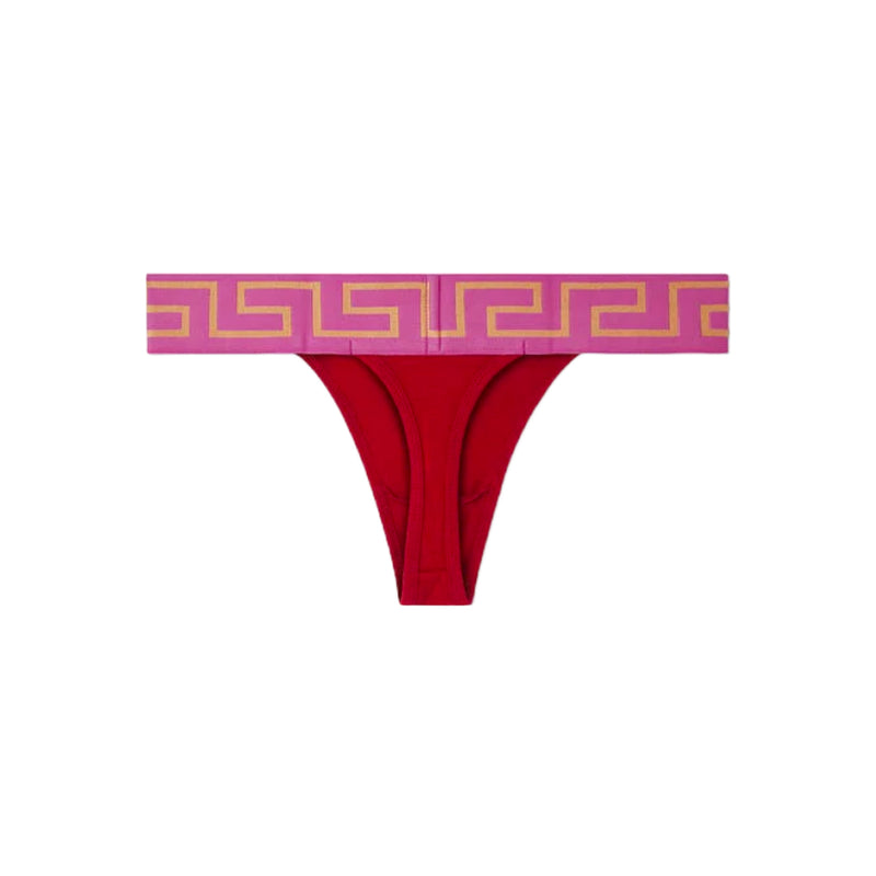 Versace Greca Border Thong In Pink