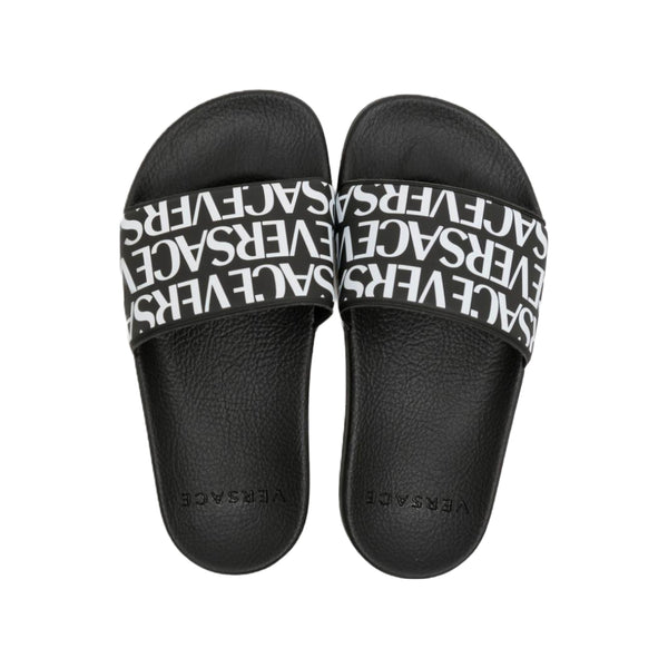 VERSACE LOGO PRINT SLIDES BLACK/WHITE