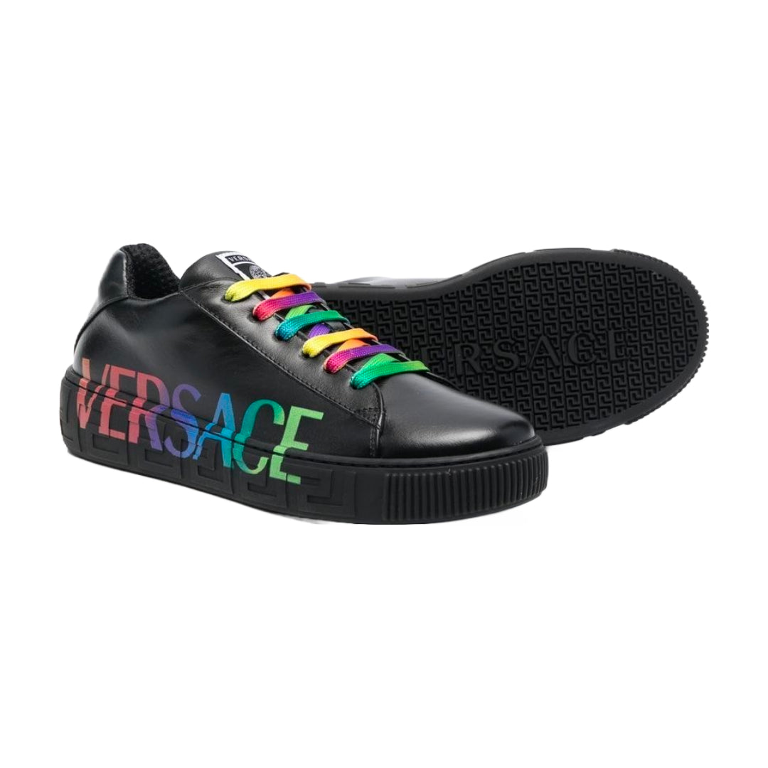 KIDS VERSACE RAINBOW LOGO SNEAKERS BLACK/MULTICOLOR