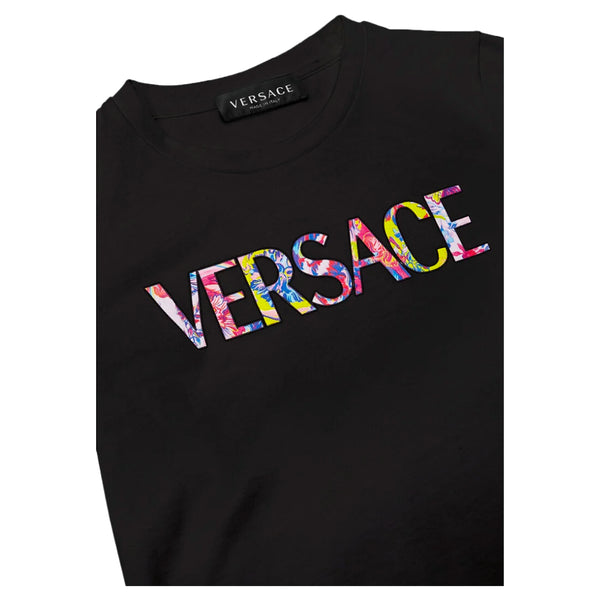 VERSACE KALEIDOSCOPIC BAROCCO KIDS T-SHIRT BLACK/MULTICOLOR