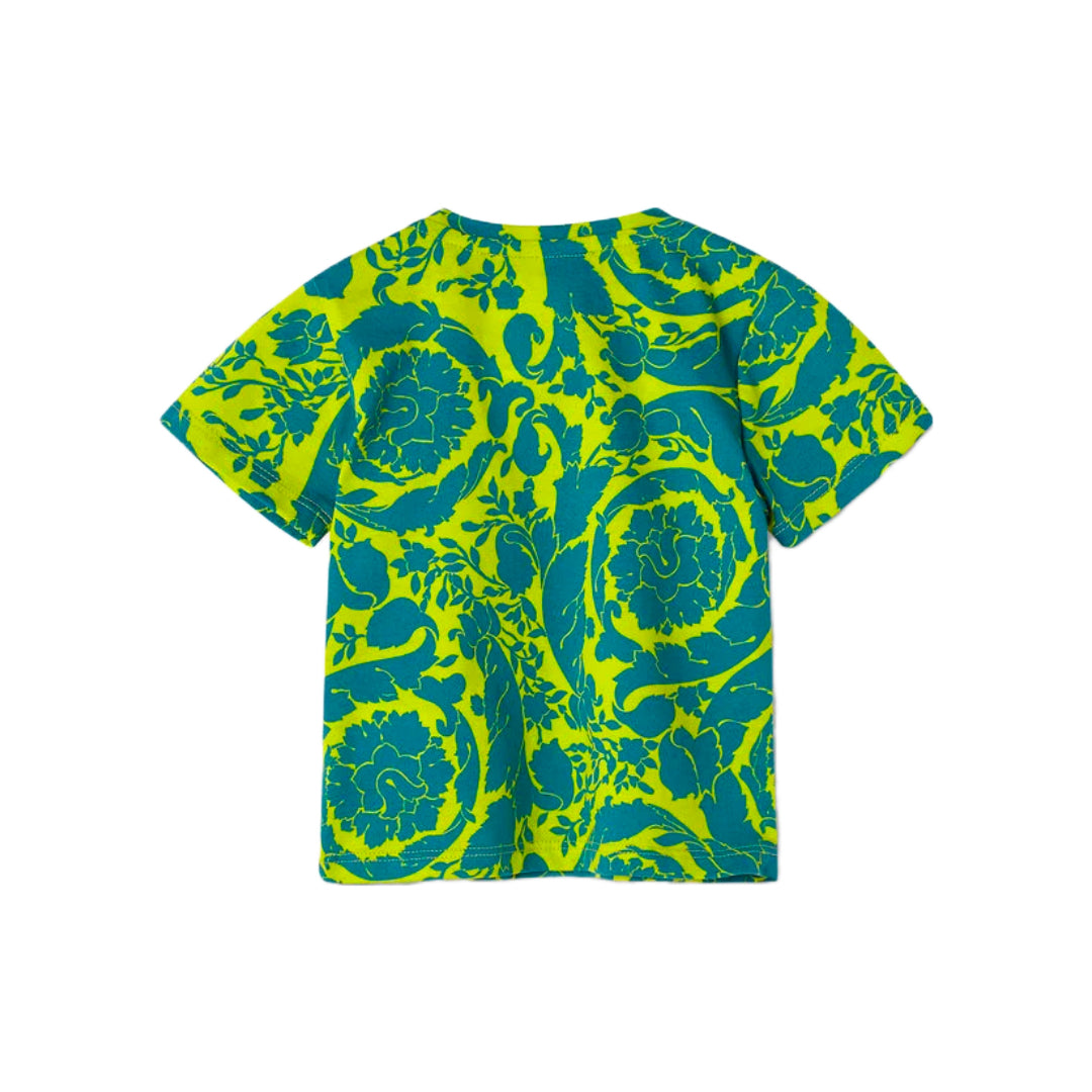 KIDS VERSACE BAROCCO SILHOUETTE BABY T-SHIRT ACID LIME/TEAL