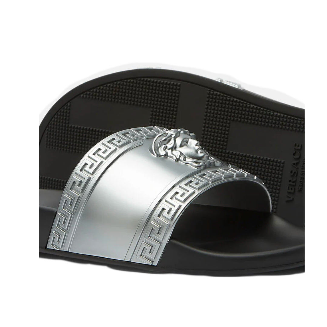 VERSACE PALAZZO SLIDES GREY/BLACK