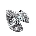 VERSACE MENS LA GRECA PRINT SLIDES WHITE/BLACK
