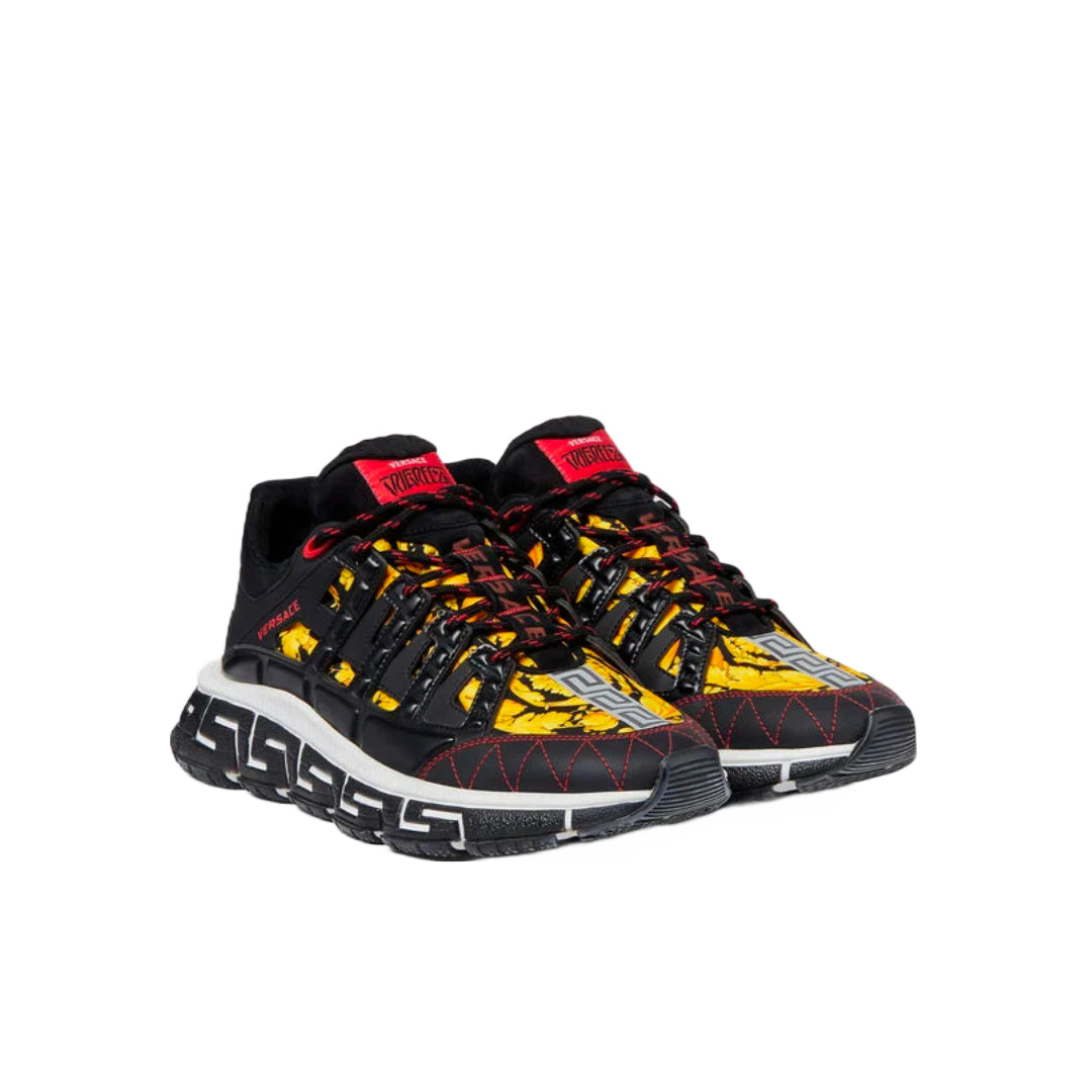 VERSACE TRIGRECA SNEAKERS BLACK GOLD PRINT