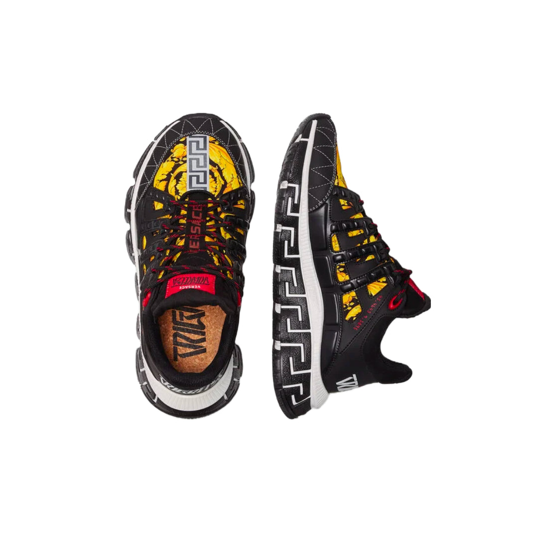 VERSACE TRIGRECA SNEAKERS BLACK GOLD PRINT