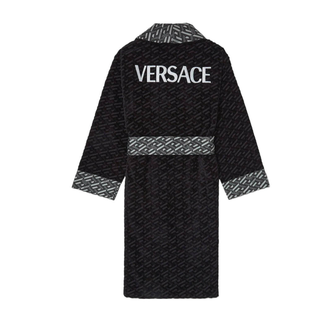 VERSACE LA GRECA BATHROBE BLACK/GRAY