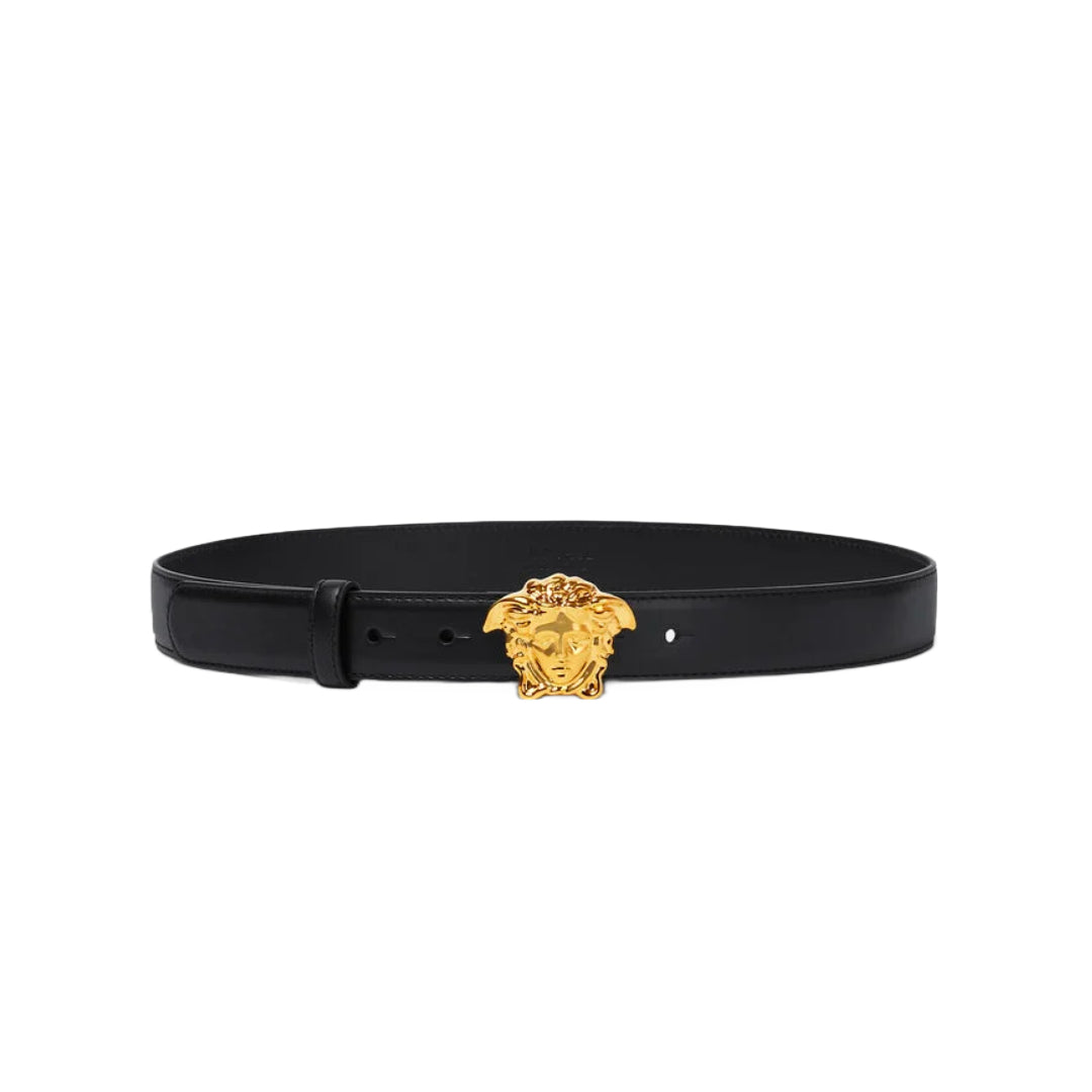 VERSACE LA MEDUSA LEATHER BELT BLACK/GOLD