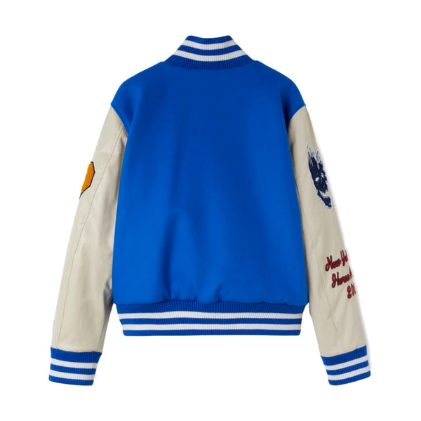 HERON PRESTON HERON PATCHES VARSITY JACKET  BLUE/YALLOW