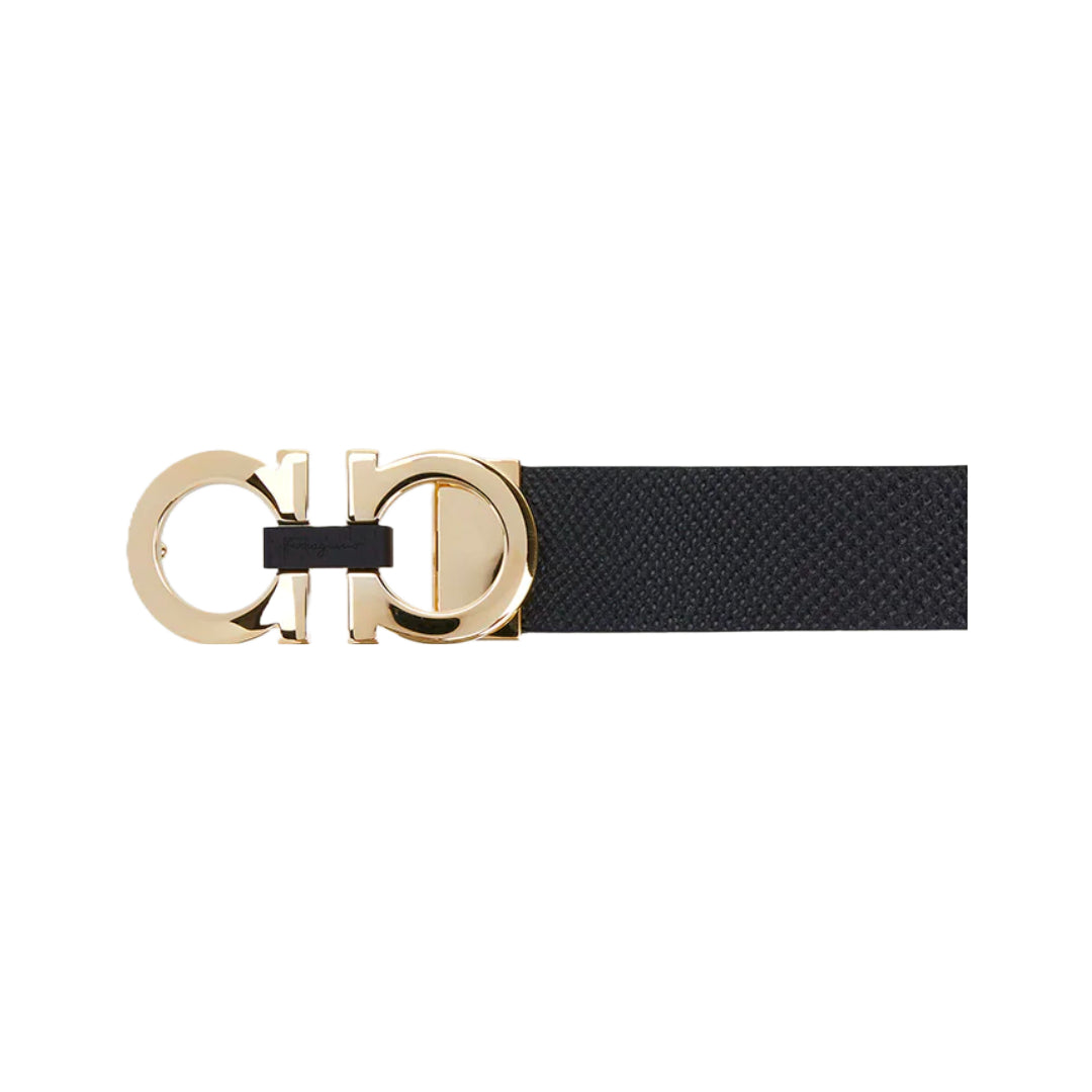 SALVATORE FERRAGAMO REVERSIBLE AND ADJUSTABLE GANCINI BELT NERO/BROWN