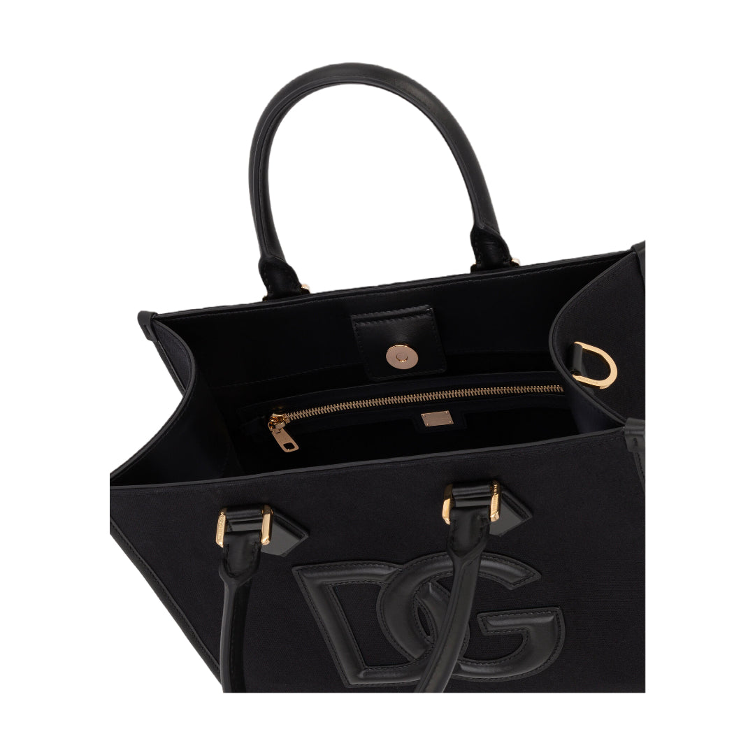 DOLCE & GABBANA TOTE BAG WITH DG LOGO  BLACK