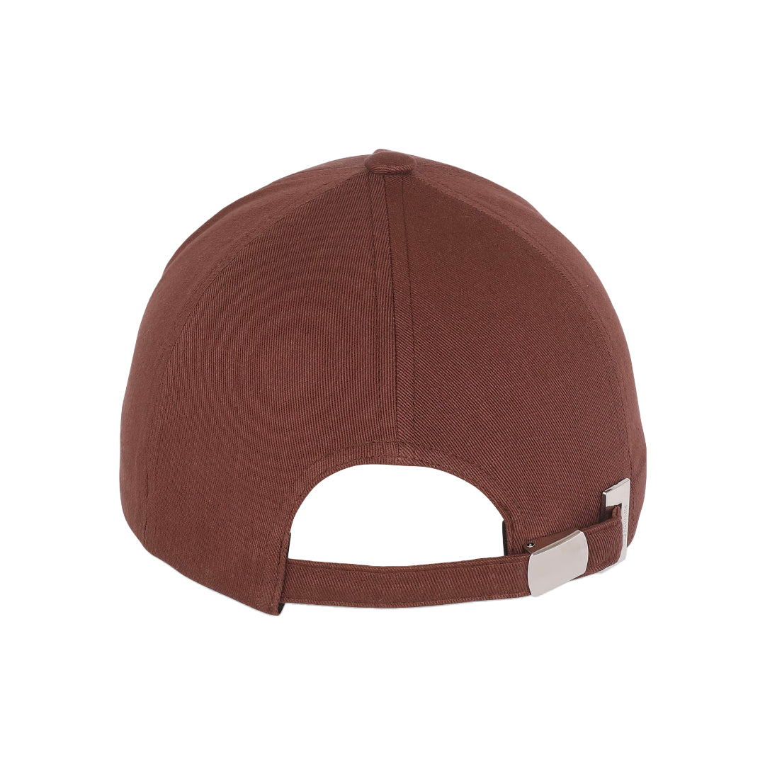 BALMAIN EMBROIDERED COTTON CAP BROWN