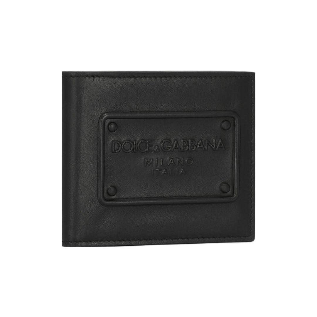 DOLCE & GABBANA BIFOLD WALLET WITH RAISED LOGO BLACK