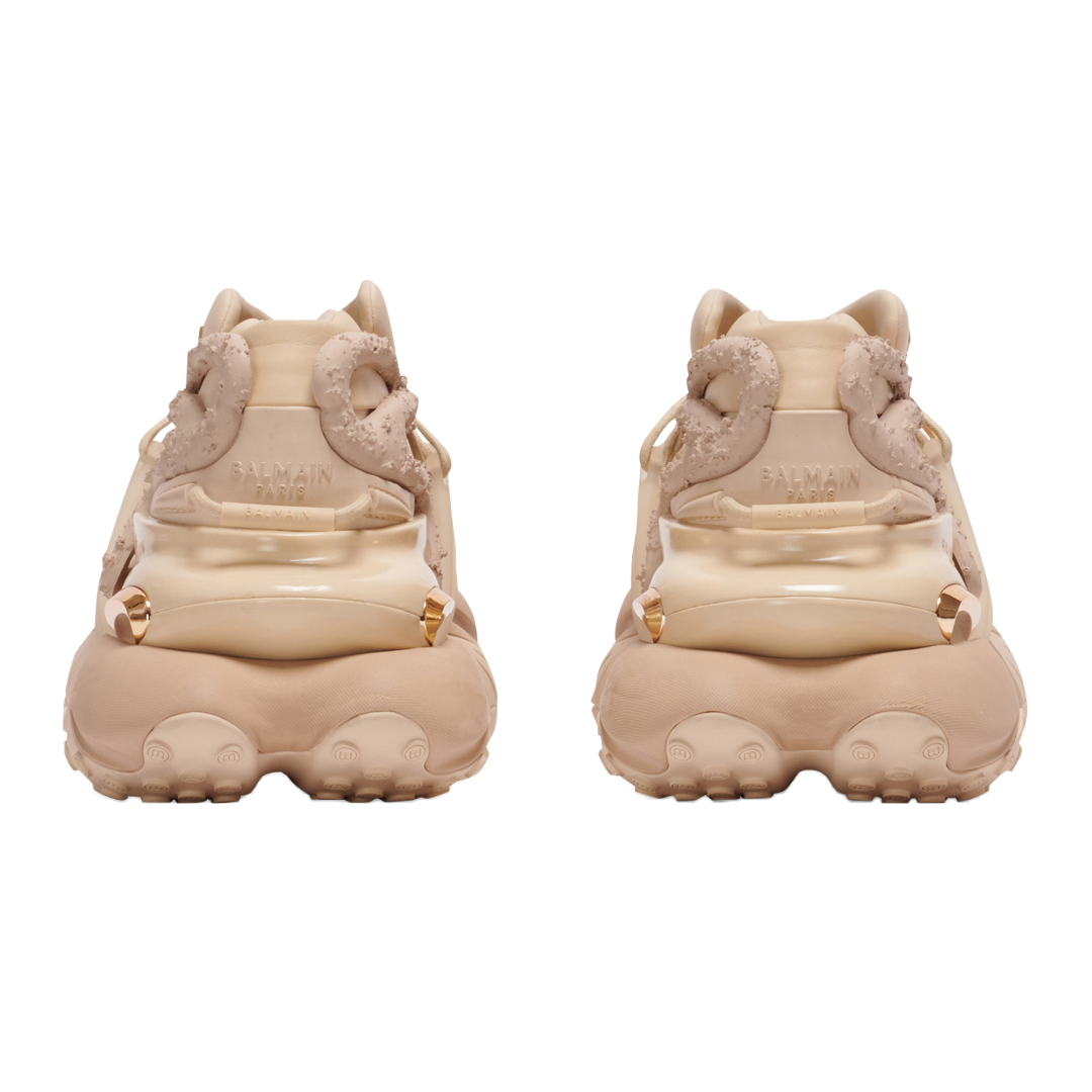 BALMAIN UNICORN LOW TOP TRAINERS IN NEOPRENE AND LEATHER BEIGE