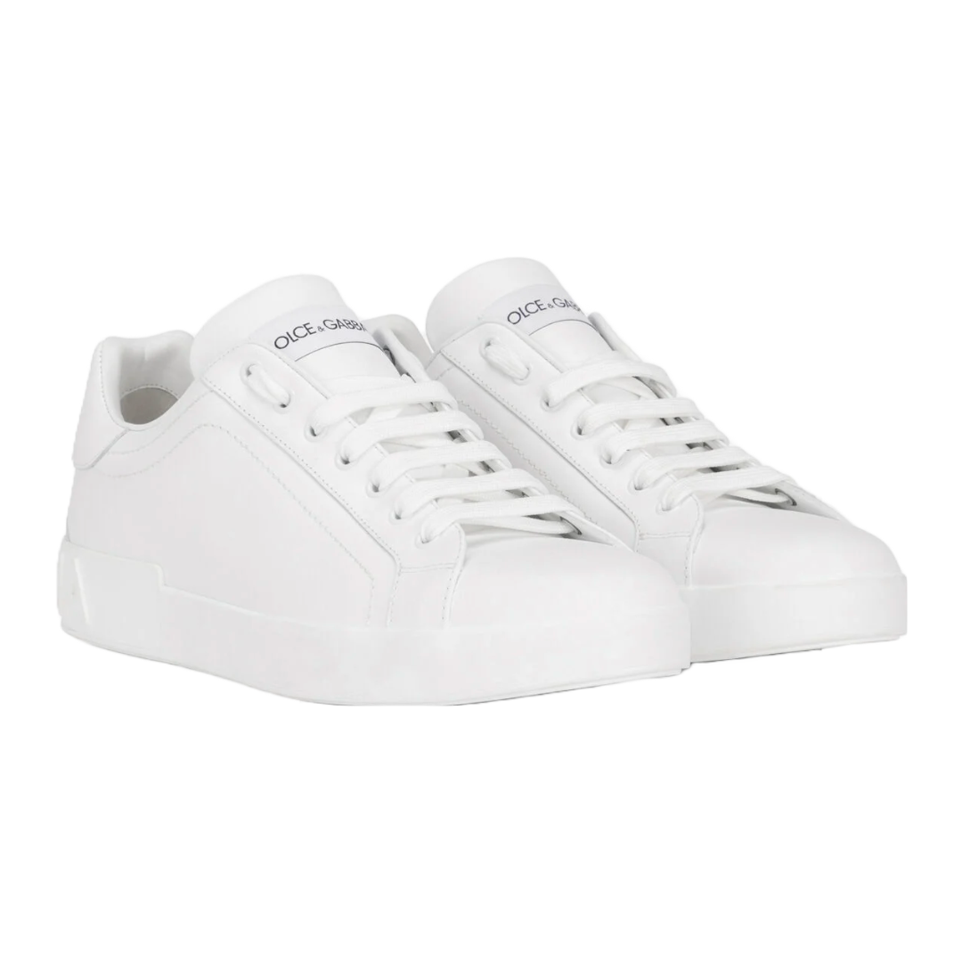 DOLCE & GABBANA CALFSKIN PORTFINO SNEAKERS WHITE