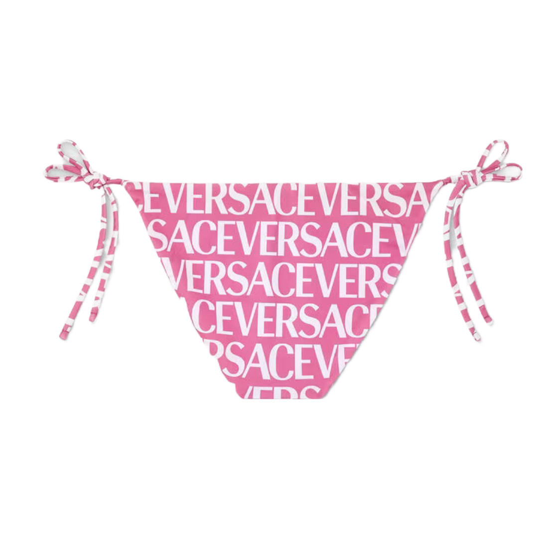 VERSACE VERSACE ALLOVER BIKINI BOTTOMS PINK/WHITE