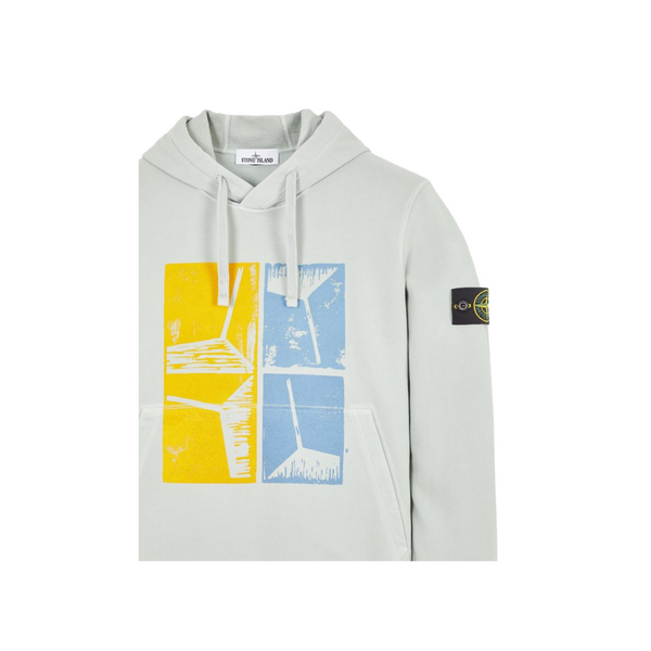 STONE ISLAND 64182 'XILOGRAFIA FOUR' PEARL GREY SWEATSHIRT