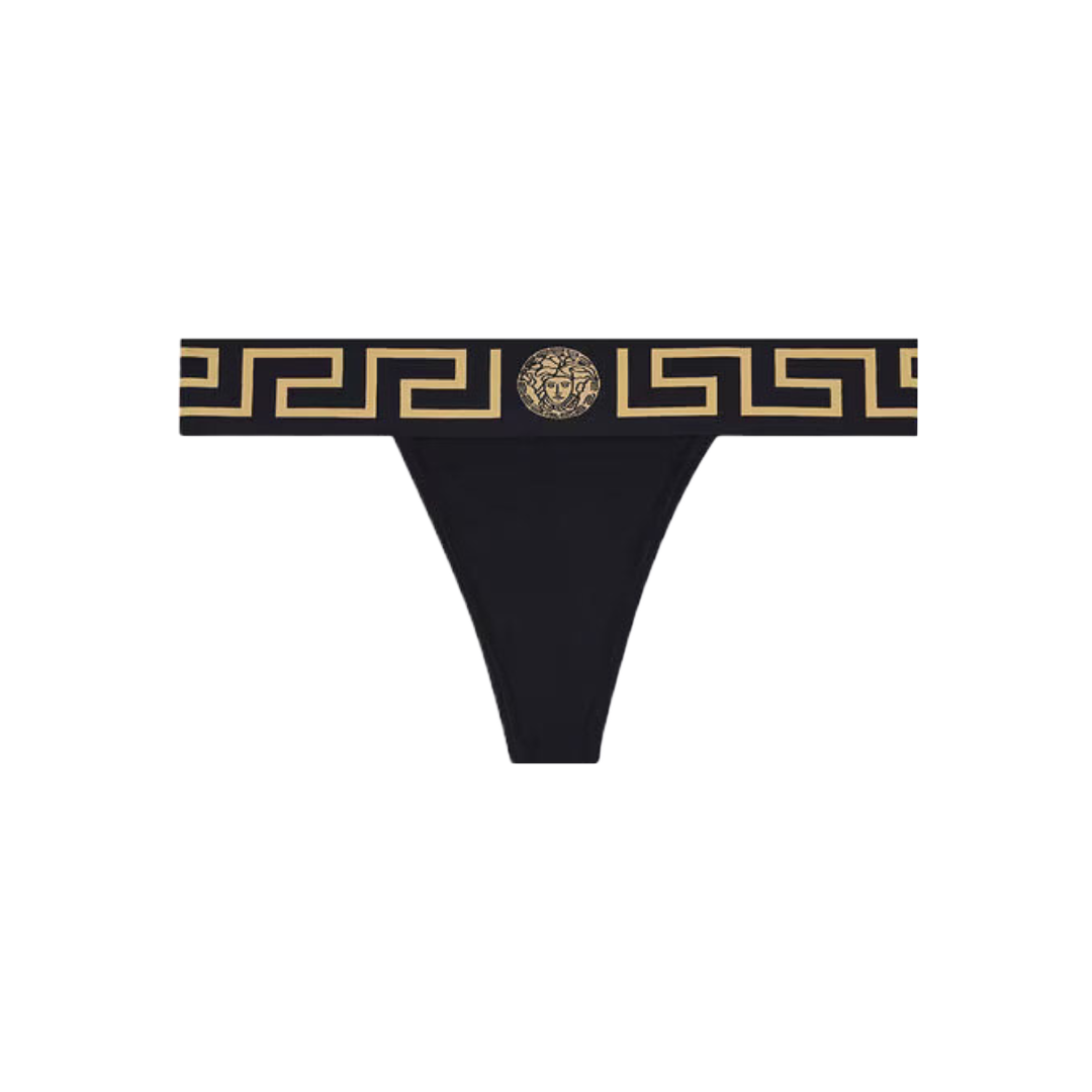 VERSACE GRECA BORDER THONG BLACK/GOLD