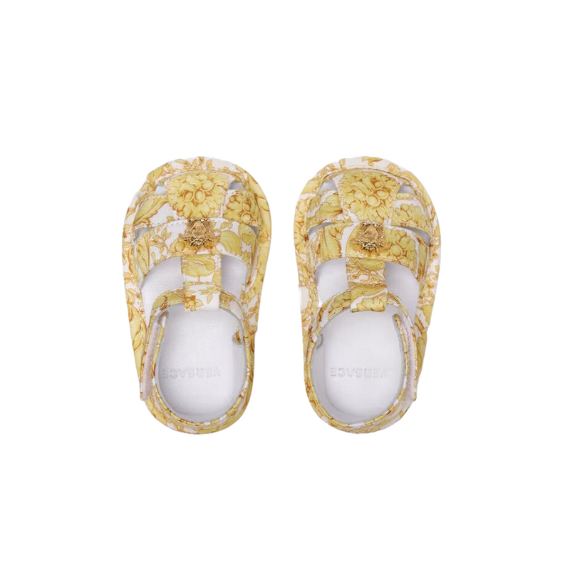 VERSACE BAROCCO BABY SANDALS WHITE/GOLD