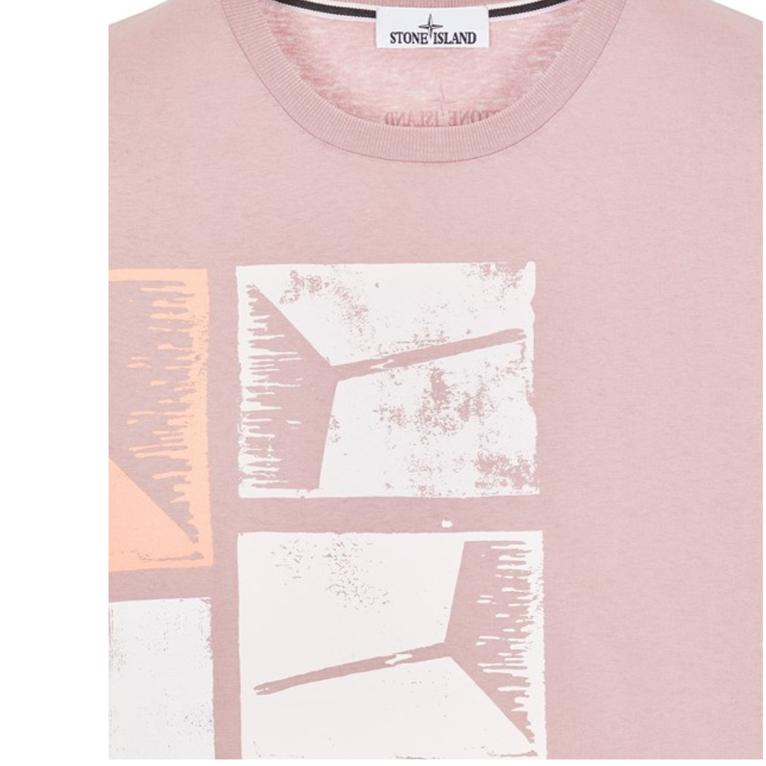 STONE ISLAND 2NS81 'XILOGRAFIA THREE' PINK QUARTZ TSHIRT