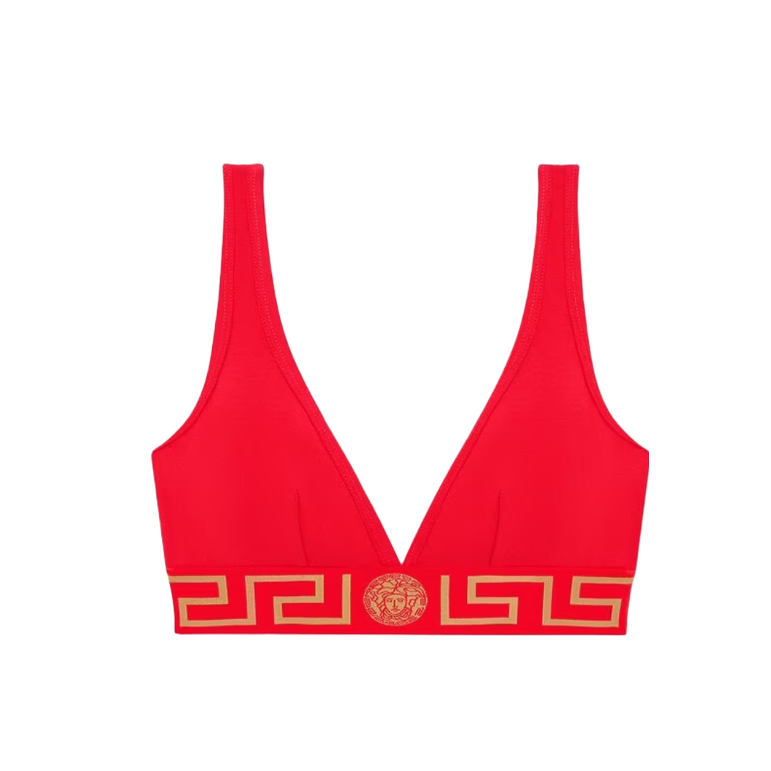 VERSACE GRECA BORDER BRALETTE RED/GOLD