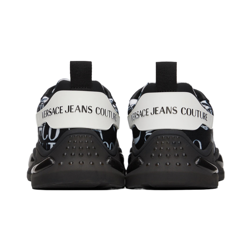 VERSACE JEANS COUTURE ALL OVER LOGO PRINT SNEAKERS BLACK/WHITE