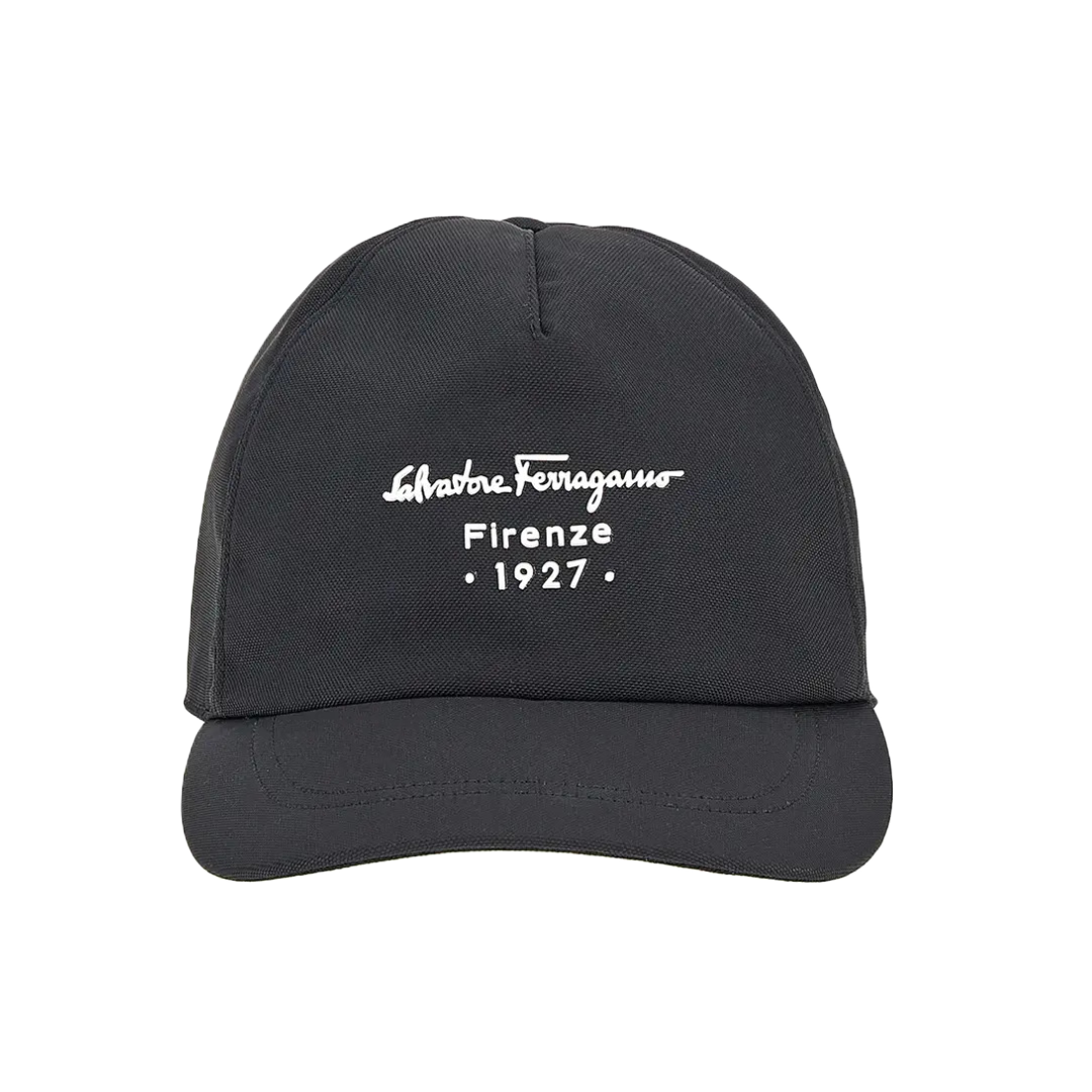 SALVATORE FERRGAMO BASEBALL CAP WITH SIGNATURE NERO-BLANCO