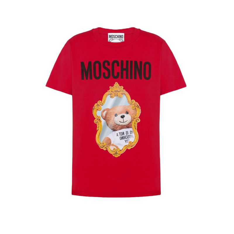 MOSCHINO TEDDY BEAR IN MIRROR TSHIRT RED
