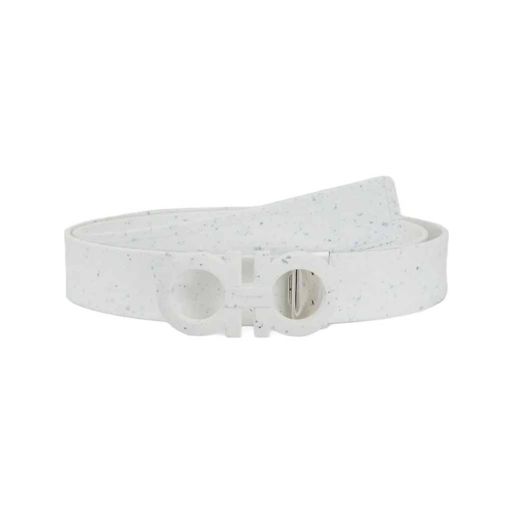 SALVATORE FERRAGAMO BELT WHITE SPECKED SILVER Enzo Clothing Store