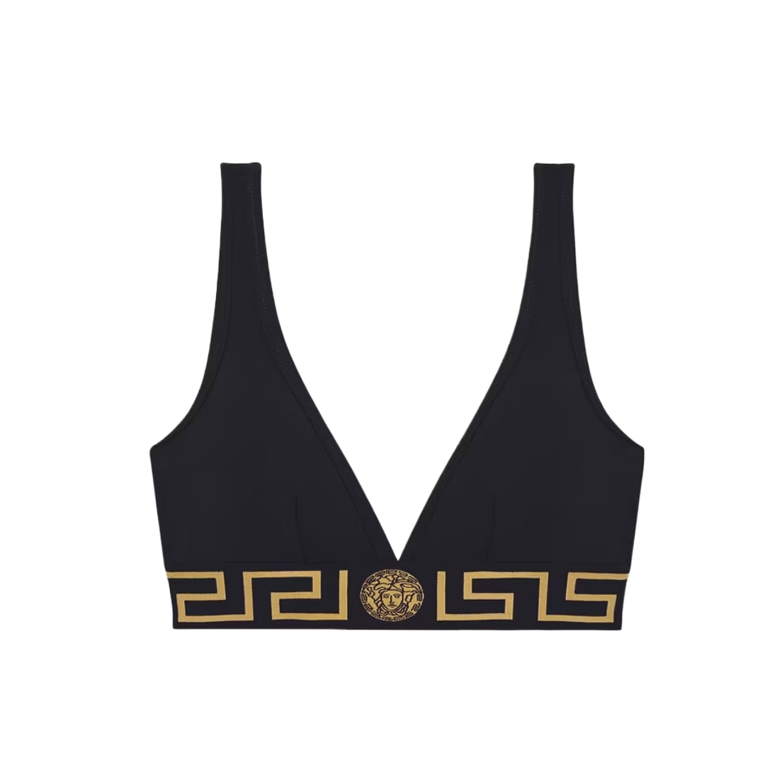 VERSACE GRECA BORDER TRIANGLE BRALETTE BLACK/GOLD