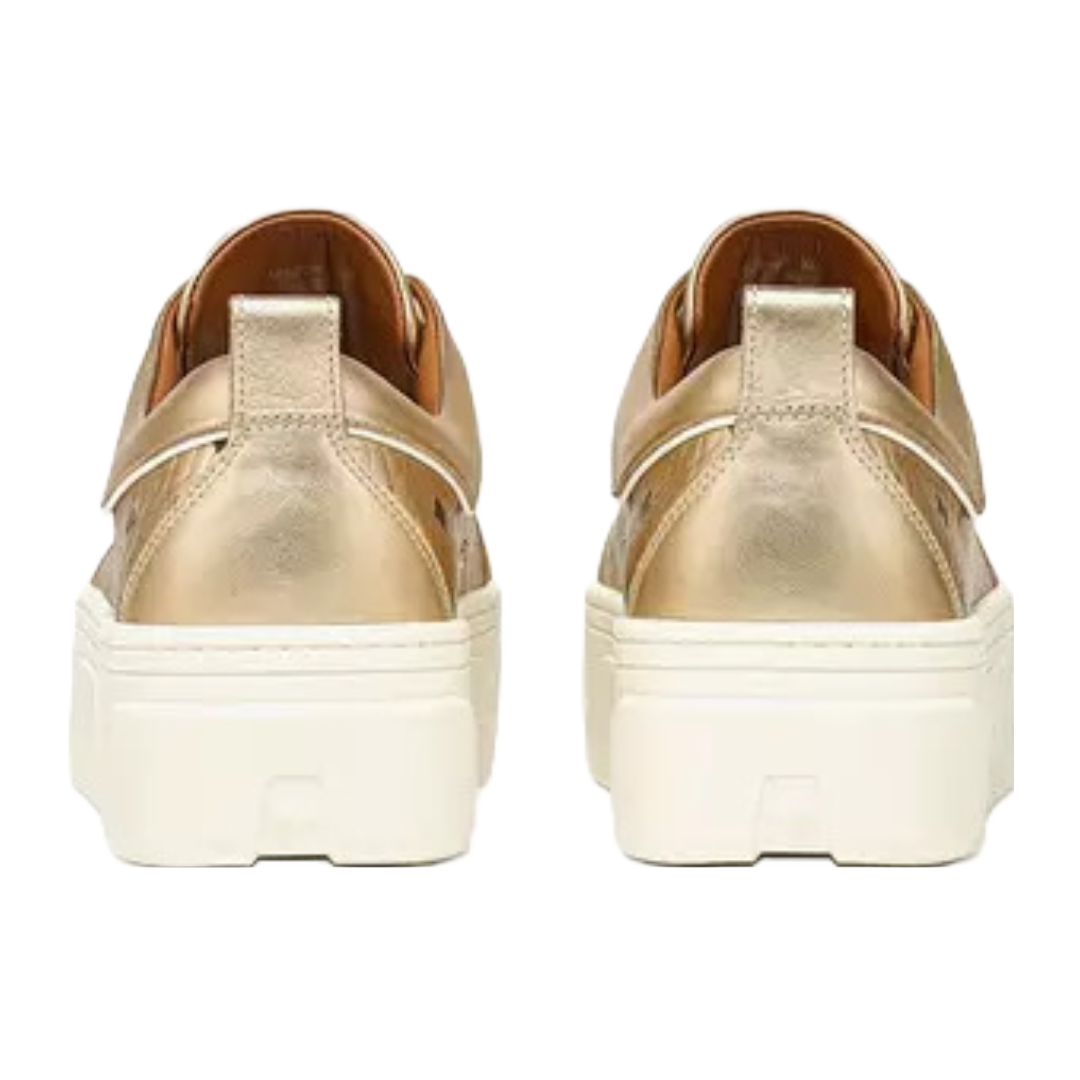 MCM SKYWARD PLATFORM SNEAKERS IN VISETOS GOLD