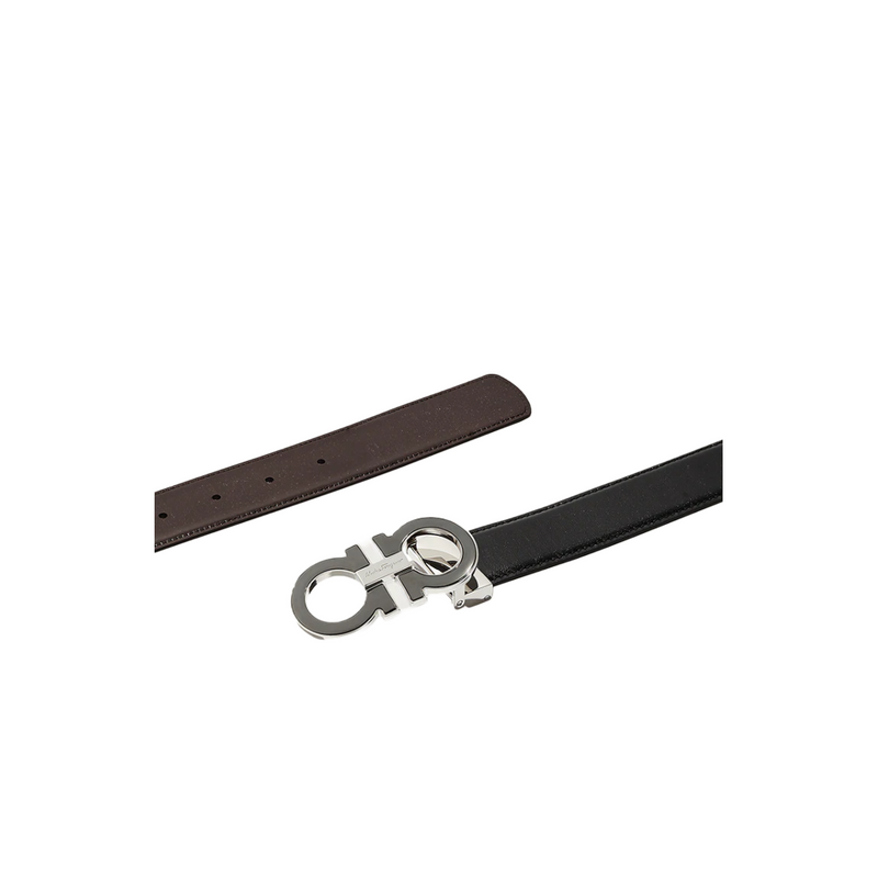 SALVATORE FERRAGAMO Reversible Adjustable Gancini Belt, Black/ Asphalt –  OZNICO