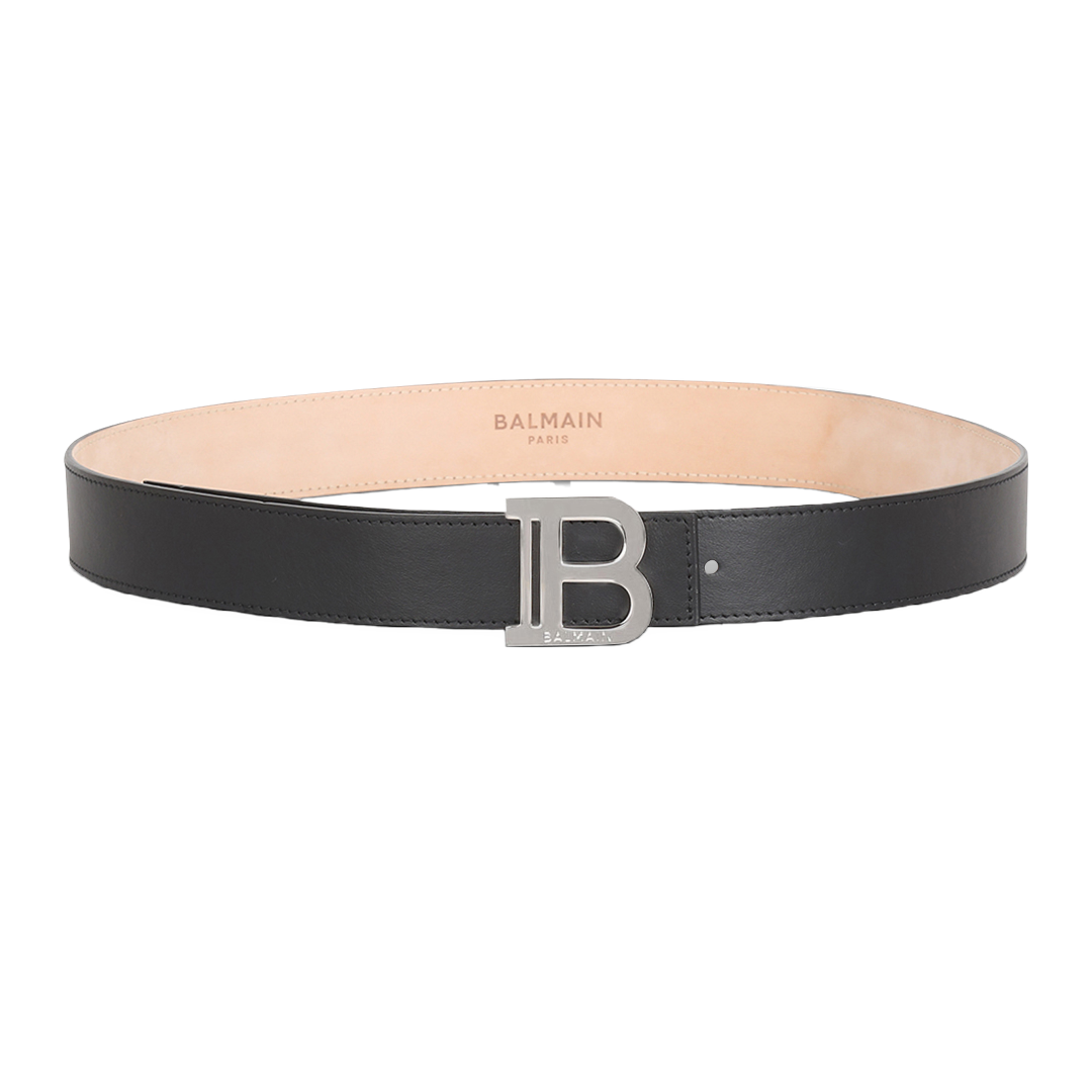 BALMAIN SMOOTH LEATHER B BELT BLACK