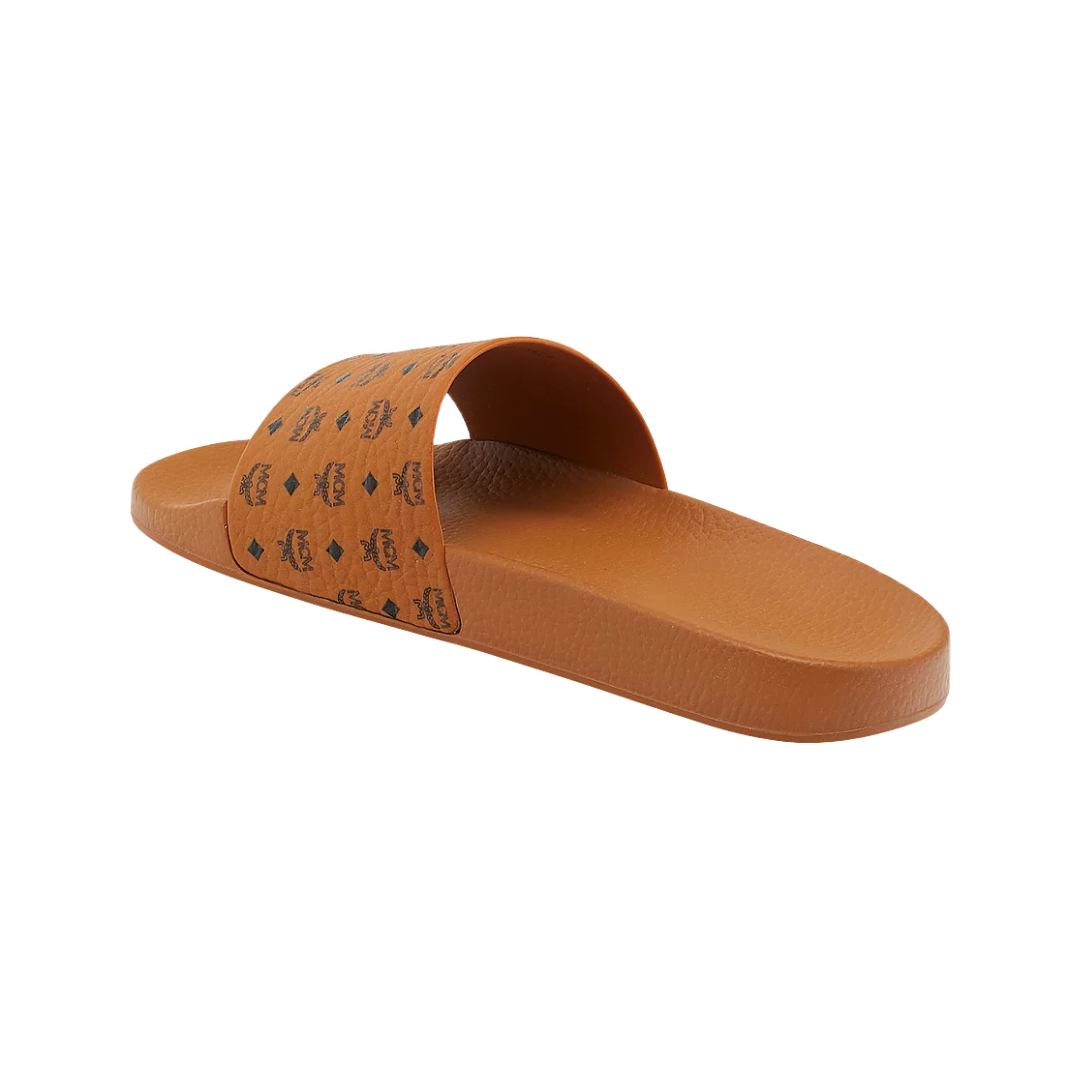 MCM WOMENS MONOGRAM PRINT RUBBER SLIDES