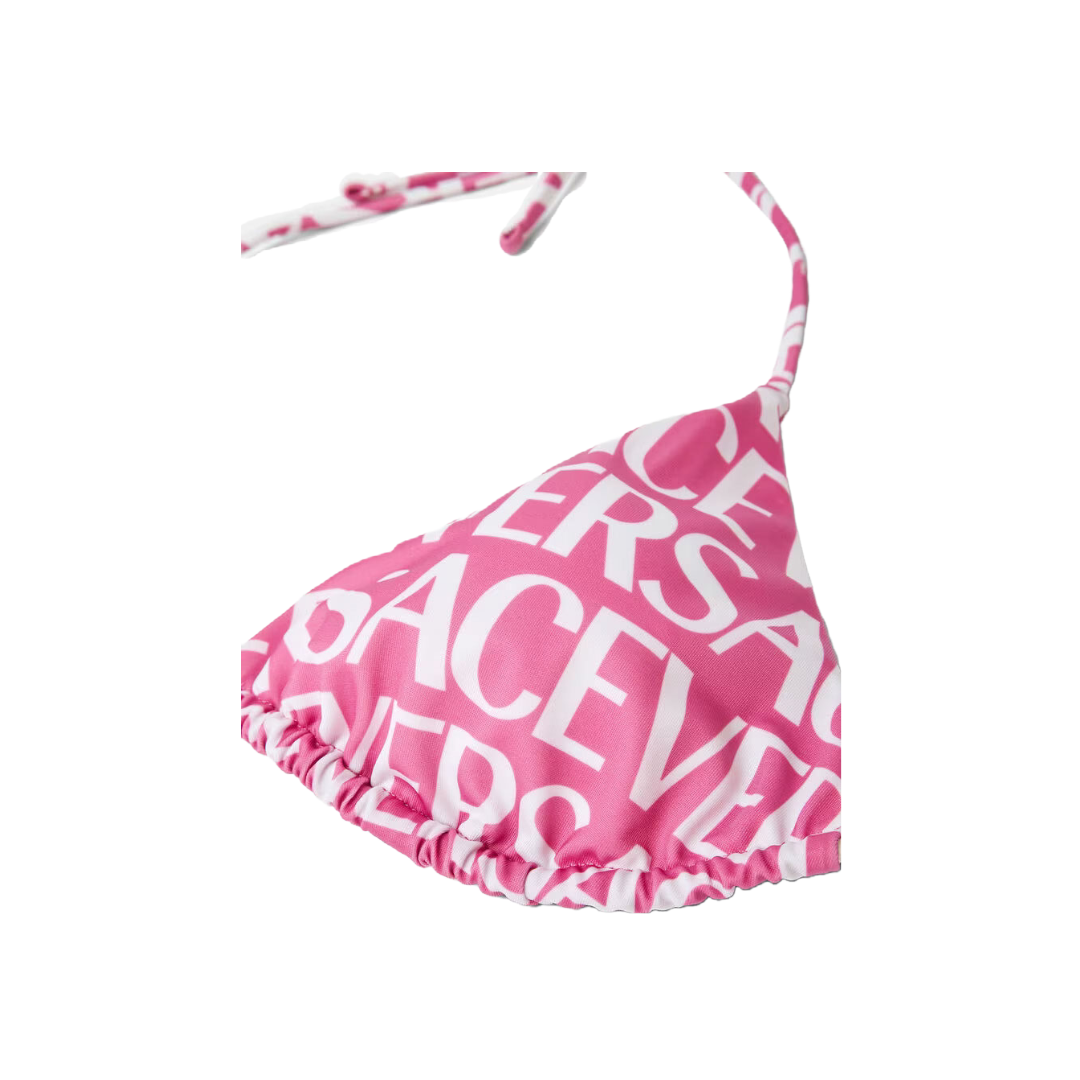 VERSACE VERSACE ALLOVER BIKINI TOP PINK/WHITE