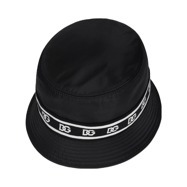 DOLCE & GABBANA BUCKET HAT WITH BRANDED BAND PRINT