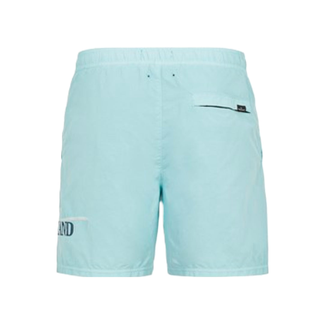 STONE ISLAND BRUSHED NYLON 'INK FOUR PRINT'_GARMENT DYED SHORT AQUA