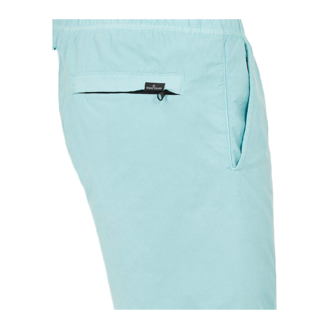 STONE ISLAND BRUSHED NYLON 'INK FOUR PRINT'_GARMENT DYED SHORT AQUA