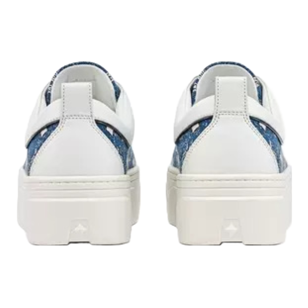 MCM SKYWARD PLATFORM SNEAKERS IN VINTAGE DENIM JACQUARD