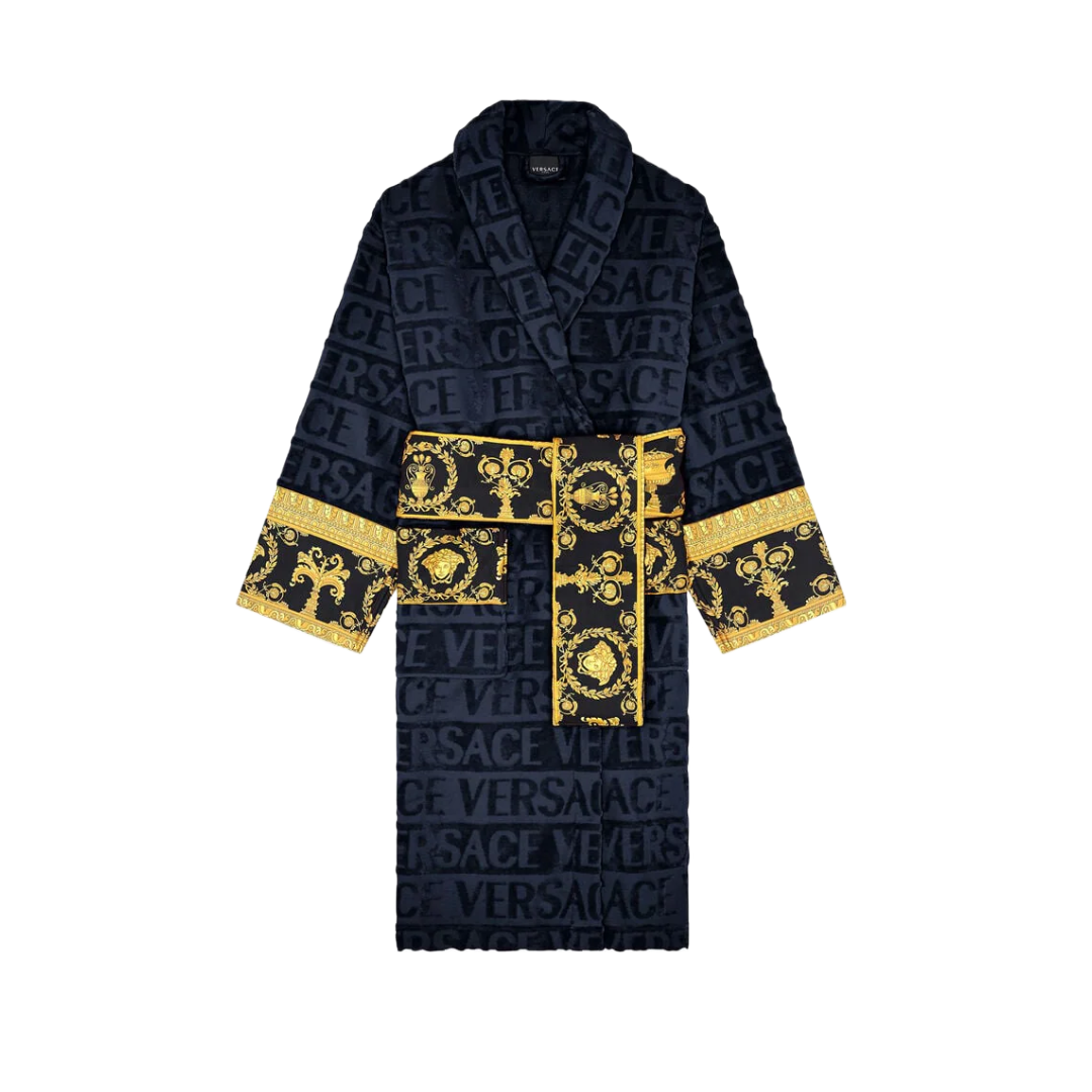 BAROQUE BATHROBE NAVY BLUE