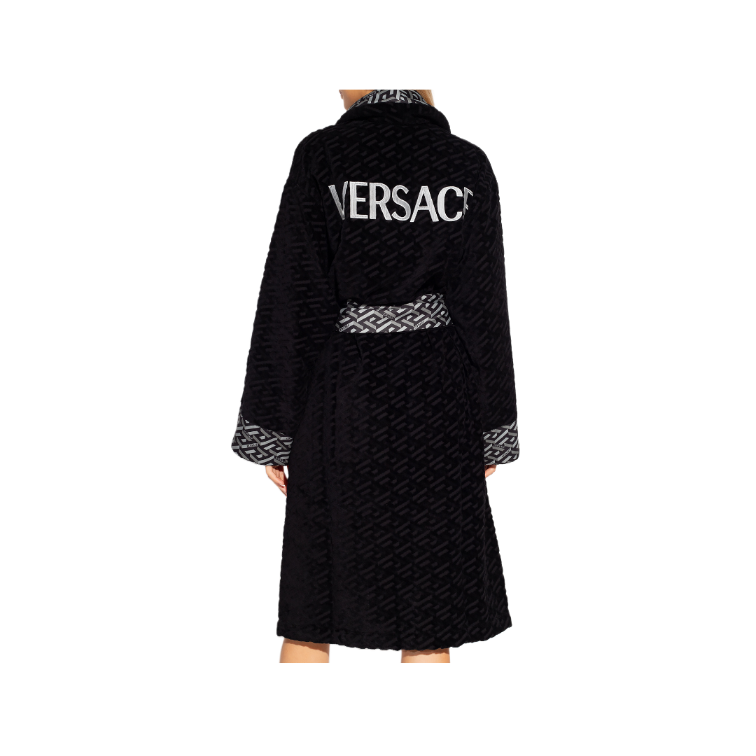 VERSACE LA GRECA BATHROBE BLACK/GRAY