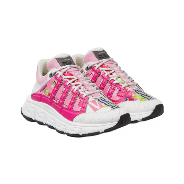 VERSACE WOMENS TRIGRECA SNEAKERS WHITE/PARADISE PINK